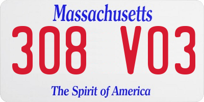 MA license plate 308VO3