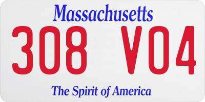 MA license plate 308VO4