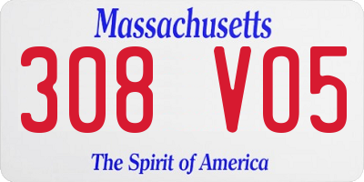 MA license plate 308VO5
