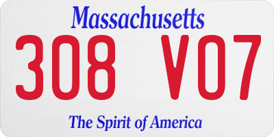MA license plate 308VO7