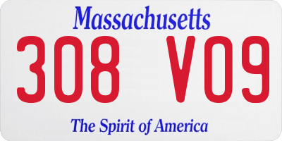 MA license plate 308VO9