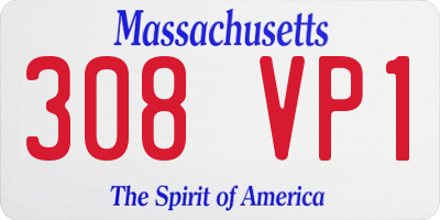 MA license plate 308VP1