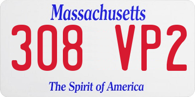 MA license plate 308VP2