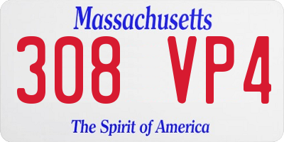 MA license plate 308VP4