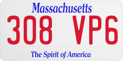 MA license plate 308VP6