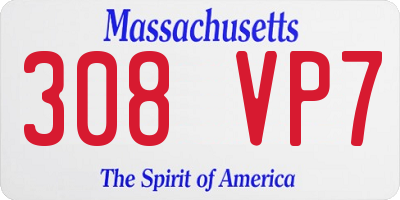 MA license plate 308VP7