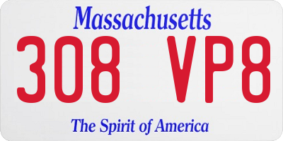 MA license plate 308VP8