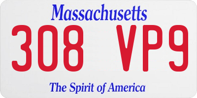 MA license plate 308VP9