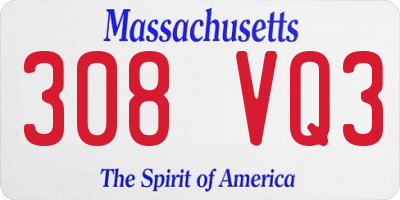 MA license plate 308VQ3