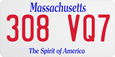 MA license plate 308VQ7