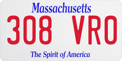 MA license plate 308VR0