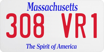 MA license plate 308VR1