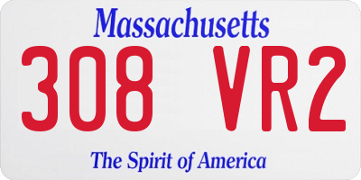 MA license plate 308VR2