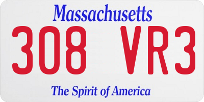 MA license plate 308VR3