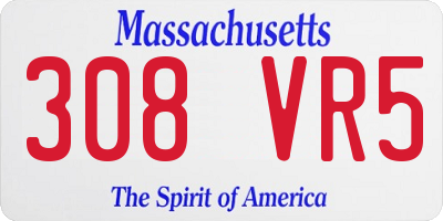 MA license plate 308VR5