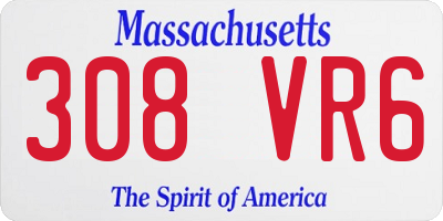 MA license plate 308VR6