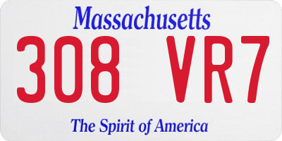 MA license plate 308VR7