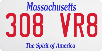 MA license plate 308VR8