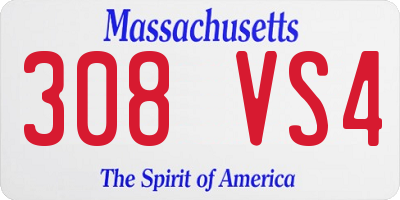 MA license plate 308VS4
