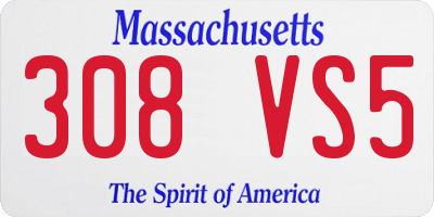 MA license plate 308VS5