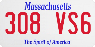 MA license plate 308VS6