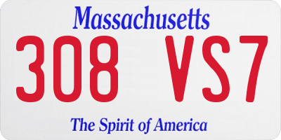 MA license plate 308VS7