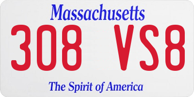 MA license plate 308VS8