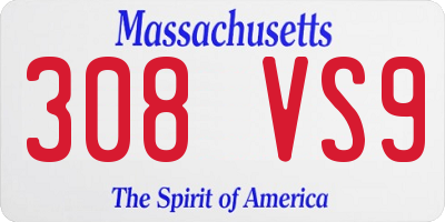 MA license plate 308VS9