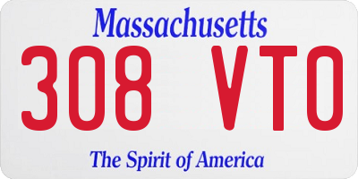 MA license plate 308VT0