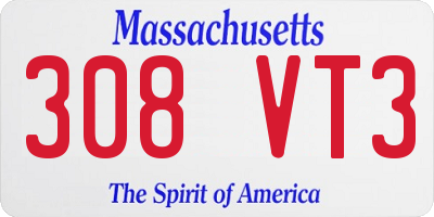 MA license plate 308VT3