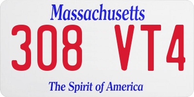 MA license plate 308VT4