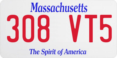 MA license plate 308VT5