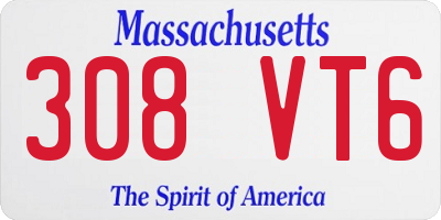 MA license plate 308VT6