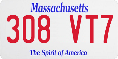 MA license plate 308VT7
