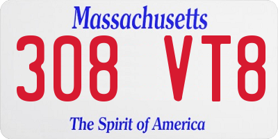 MA license plate 308VT8