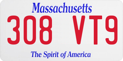 MA license plate 308VT9