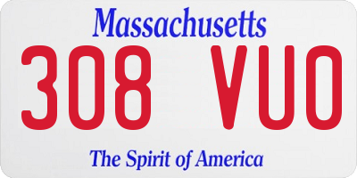 MA license plate 308VU0