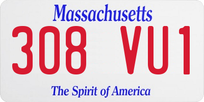 MA license plate 308VU1