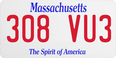 MA license plate 308VU3