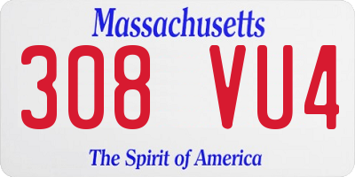 MA license plate 308VU4