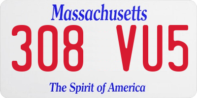MA license plate 308VU5