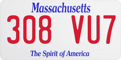 MA license plate 308VU7