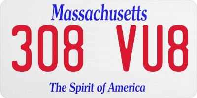 MA license plate 308VU8