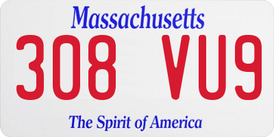 MA license plate 308VU9