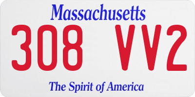 MA license plate 308VV2
