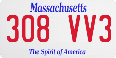 MA license plate 308VV3