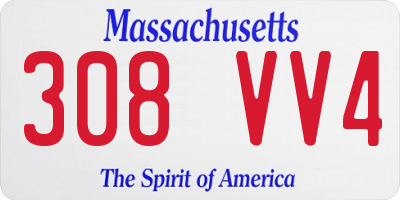 MA license plate 308VV4