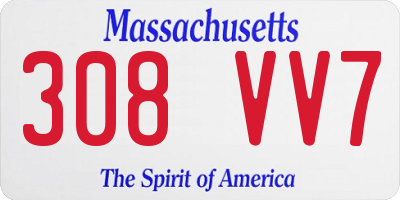 MA license plate 308VV7