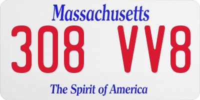 MA license plate 308VV8