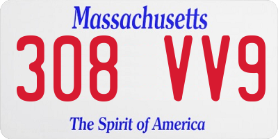 MA license plate 308VV9